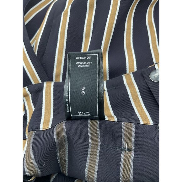 7 For All Mankind Wide Leg High Rise Navy & Gold Striped Paperbag Pants Med NWT - Picture 10 of 11